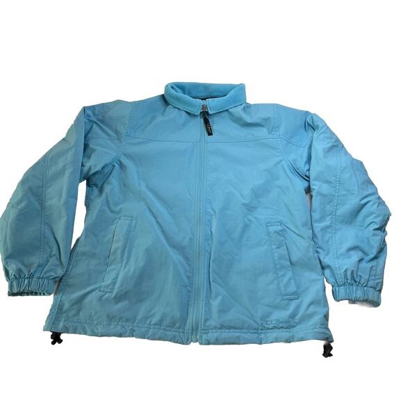 LL Bean Womens Ski‎ Jacket Fleece Reversible Coat Medium Blue Gorpcore Outdoors - Picture 2 of 16